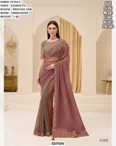Sari brodé royal avec chemisier – Traditionnel pour mariage et fête de Diwali, pour femme, infroissable et anti-humidité - Product Image 2