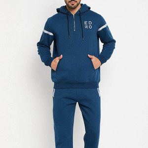 Ensemble de survêtement d'hiver pour homme BRUIT INDUSTRIES, bleu, à capuche, 100 % coton, style streetwear, manches longues, couleur unie, décontracté, avec poches latérales - Product Image 1