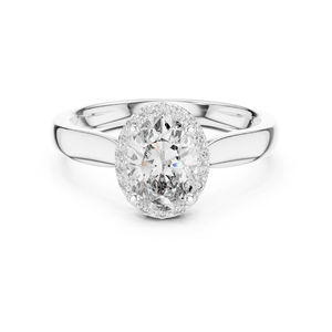 Anillo de Compromiso de Oro Amarillo de 14K con Diamantes Cultivados en Laboratorio, Ovalados y Redondos, para Mujer |   Diamante Cultivado Nuevo - Product Image 5