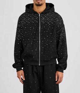 <b>Black</b> rhinestone <b>hoodie</b> men Oversized <b>zip</b> <b>up</b> <b>hoodie</b> Hip hop sweatshirt men Letter design <b>hoodie</b> - Product Image 1