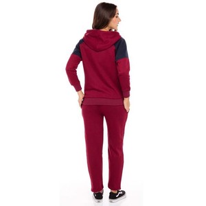 Ensemble de survêtement color block pour femme avec sweat à capuche, manches longues et poches latérales – Tenue décontractée pour l'automne – Rouge et bleu marine - Product Image 6
