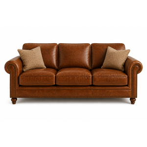 Luxury Traditional Real Leather 3 Seater <b>Sofa</b> with Solid Wood <b>Frame</b> for Living Room and Hotel Lobby Genuine Leather <b>Sofa</b> - Product Image 2