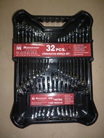 Juego de Llaves Combinadas de 32 Piezas, Hechas de Acero al Cromo Vanadio, Acabado Cromado Pulido, para Reparación Automotriz