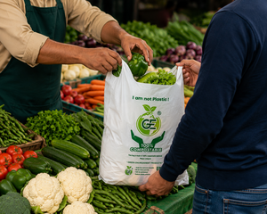 Sacs de transport en D compostables de qualité supérieure, sacs de courses écologiques, sacs d'emballage biodégradables pour la vente au détail, sans plastique - Product Image 6