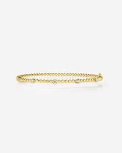 Custom Ball Bead Bezel Set Lab Grown Diamond <b>Bracelets</b> Dainty <b>Cuff</b> Minimalist Stacking Jewelry Bangle for Women's 14K Solid Gold - Product Image 5