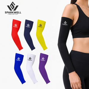 Manchons de cyclisme anti-UV imprimés bleu marine pour femmes, en polyester 180g, compressifs, séchage rapide, respirants, extensibles, pour adultes - Product Image 2