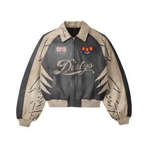 Unisex <b>Winter</b> Canvas Streetwear Polyester Windproof Bomber Jacket Manufacturer Custom Embroidered Chenille Patch Zippered - Product Image 4