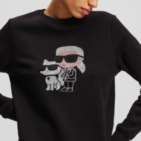 Sweat-shirt décontracté pour femme, doublé, col rond, respirant, 100 % coton, avec strass sur le devant
