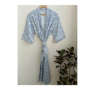 Hand Block Printed Kimono Style Loungewear Women's Night Wear Robe Floral Print Beachwear Comfortable Beach Cover Up - Product Image 6