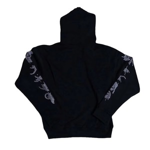 Sweat-shirt à capuche noir pour homme avec strass, fermeture éclair sur le devant, motif dragon, style gothique streetwear, coupe classique, pour l'automne - Product Image 6