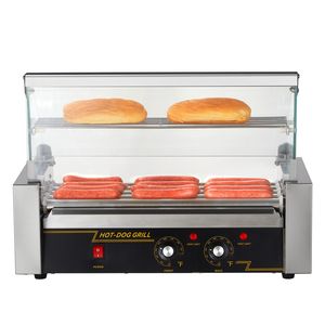 Griglia Commerciale per Hot Dog e Salsicce a 5 Rulli, 12 Capacità, 750W, Doppio Controllo Temperatura, Coperchio in Vetro, Acciaio Inossidabile - Product Image 5