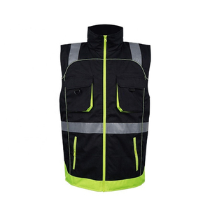 Gilet de sécurité haute visibilité unisexe en polyester, vêtement de travail réfléchissant léger pour l'extérieur avec fermeture éclair et poches - Product Image 6