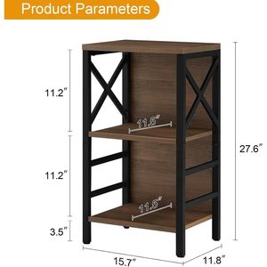 Piccola Libreria Industriale a 3 Ripiani con Finitura Marrone Rustico, Struttura in Metallo e Pannello Posteriore, Scaffale dal Profilo Basso - Product Image 3