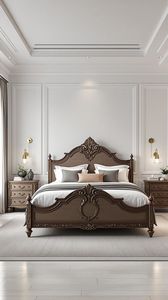 Juego de Cama Tradicional de Madera Color Marrón Oscuro, Tamaño King, 1 Pieza, Hecho de Madera de Caoba con Acabado Marrón Oscuro para Dormitorio - Product Image 5