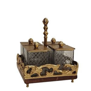 Juego de 3 bandejas de metal con forma de calabaza para frutos secos, cuencos para servir con tapa de madera, plato decorativo dorado para aperitivos, regalo - Product Image 6