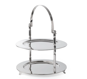 New Two Tier Silver Cake <b>Stand</b> Handle Elegant Metal Eco-Friendly Non-Toxic Dessert Display Tray Parties Weddings Home Decor Food - Product Image 1