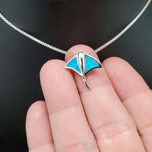 NIKHIL GEMS Dainty Blue <b>Opal</b> Stingray <b>Pendant</b> 925 Sterling Silver Vintage Engagement Jewelry Gift for Her Third Party Appraisal - Product Image 2