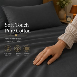 Luxury Midnight Ash 300 TC Pure Cotton Solid Bedsheet for Home and Hotel Bedding and Soft <b>Comfortable</b> Fabric Available for Sale - Product Image 3
