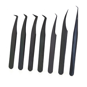Pinzas de pestañas de punta de fibra de alta precisión, extensiones de pestañas de volumen, herramienta de técnico de pestañas profesional antideslizante, etiqueta privada OEM - Product Image 6