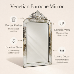 Miroir décoratif baroque vénitien élégant |   Miroir mural en verre de style antique de luxe pour la décoration intérieure de la chambre, de l'hôtel et de la maison - Product Image 6