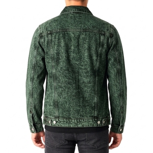 Men's Custom Regular Fit Turn-down Collar Solid Color Washed Jeans Jacket Breathable OEM Denim Jacket - Product Image 2