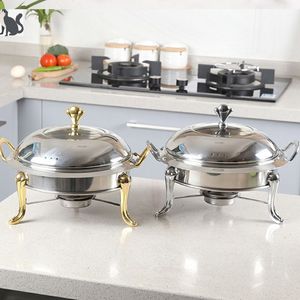 Recipiente para Calentar Comida de Acero Inoxidable con Detalles Plateados, Duradero, para Servicio de Buffet, con Tapa de Vidrio, Equipo para Mantener la Comida Caliente - Product Image 3