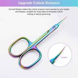 Tijeras para Cutículas de Primera Calidad, Multiusos, de Acero Inoxidable con Hojas Curvas - Tijeras de Manicura para Uñas, Cejas y Pestañas - Product Image 6
