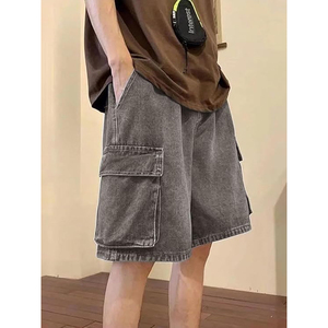 Shorts en jean délavé pour hommes et femmes, style vintage streetwear, coupe ample, 100 % coton, personnalisable avec logo OEM, vente en gros - Product Image 2