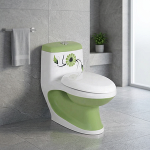 Inodoro de una pieza con diseño de tanque bajo, sifónico, de cerámica, montado en el suelo, para baño comercial moderno. - Product Image 4