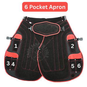Tablier de fermeur professionnel rouge et noir, style long, avec boucle à ouverture facile, ceinture réglable, ventilation en maille et poche pour couteau - Product Image 3
