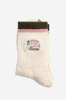 Chaussettes de yoga et de Pilates pour femmes, style basique personnalisé, en coton, avec broderie, antidérapantes double sens