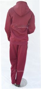 Ensemble de survêtement décontracté pour femme, couleur bordeaux, coupe régulière, toucher doux, 100 % coton molletonné respirant, logo personnalisé, commande en gros - Product Image 4