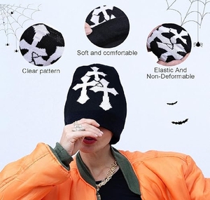 Gorro de punto personalizado de EE. UU. asequible, estilo urbano, para invierno, negro, rojo, con logo, aspecto premium, económico. - Product Image 3