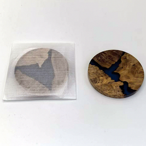 4 Pcs Set Round Wooden <b>Coasters</b> with Epoxy Resin, Bar <b>Coaster</b> for <b>Drinks</b>, Modern <b>Coasters</b> for Bar Kitchen Home Apartment - Product Image 2