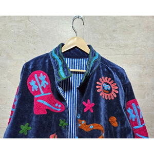 Wholesale Velvet <b>Jacket</b> Snake Embroidery <b>Jacket</b> Coat Hand Stitch Suzani <b>Jacket</b> With Two Side Pocket Boho Chic <b>Jacket</b> Women's - Product Image 4