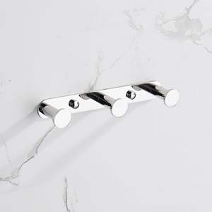 Porte-serviettes et manteaux en acier inoxydable 304 avec finition polie brillante, trois crochets pour rangement domestique, accessoires de salle de bain - Product Image 5