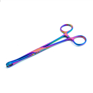 Foerster <b>Sponge</b> Holding Forceps Straight Gold Plated Surgical Instrument Ring <b>Handle</b> CE OEM - Product Image 5