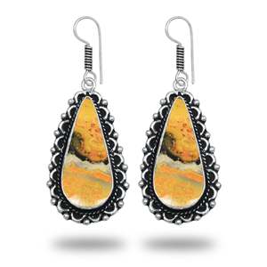 Top Grade Bumble <b>Bee</b> Jasper Dangle Earring Yellow Handmade Silver Polished Cabochon Cute <b>Gift</b> for Women At Best Price - Product Image 4