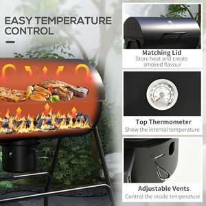 Barile nero carbone BBQ Grill fumatore con 420 mq di cottura Area ruote e raccoglitore di cenere - Product Image 6