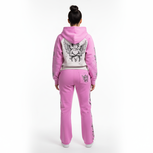 Ensemble survêtement en tissu tricoté 100 % coton respirant 500 g/m² le plus vendu, imprimé numérique motif dessin animé, sweat à capuche zippé oversize et pantalon - Product Image 3