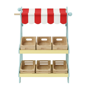 Estante de Madera para Niños con Cajas de Almacenamiento y Estantes, Juguete Educativo de Rol de Mercado para Niños Montessori - Product Image 2