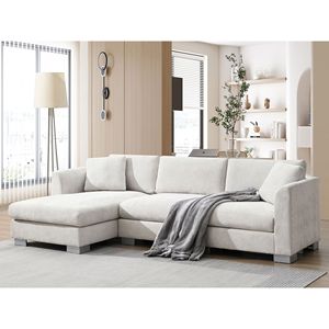 Divano Sezionale Moderno Cloud a L 96*56 pollici, Lussuoso in Ciniglia per Interni, 4 Posti con 2 Cuscini Gratuiti, Nuovo con Video - Product Image 3