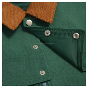 แจ็กเก็ตผ้าแคนวาสสำหรับผู้ชายเสื้อแจ็กเก็ตผ้าแคนวาสสำหรับทำงานแนวสตรีทพิมพ์ลายวินเทจมีกระดุมตัดกันสำหรับ100% ตามสั่ง - Product Image 4