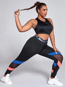Women's High Waist Leggings Mesh Panels Full Length Sport Wear Stretch Breathable Compression Eco-Friendly UV Protection 220g - Product Image 1