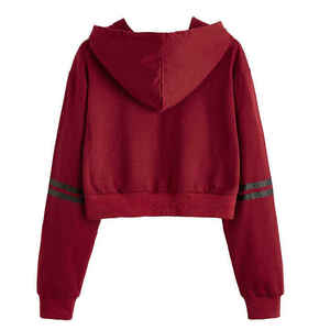 Wholesale Women's Casual Style Light Weight Winter Coat Full Sleeves Crop Top with Custom Logo Printing Fleece Hoodie Design - Product Image 3