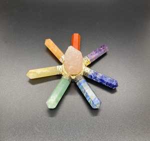 Clear Quartz Chakra <b>Crystal</b> Generator 7 Point Cone, Pyramid, Sri Yantra & <b>Raw</b> <b>Crystal</b> Generator for Reiki Energy Healing - Product Image 1