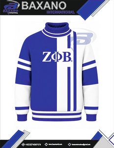 Suéter de Punto Personalizado Zeta Phi Beta para Mujer, Azul y Blanco, Manga Larga, Bloques de Color, con Escudo Bordado, Suéter ZPB - Product Image 4