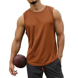 Débardeur marron uni pour homme, sans manches, pour la gym, le fitness, l'entraînement, décontracté, respirant, sous-vêtement athlétique d'été - Product Image 1