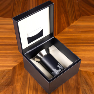 Metal Round Incense <b>Burner</b> Accompanied By Matching Presentation Leather Box Featuring Elegant <b>Silver</b> Skyline Engraving Design - Product Image 4