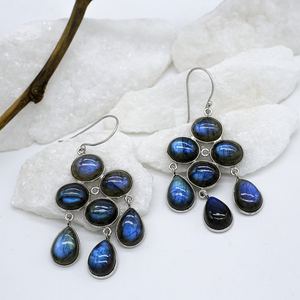 Blue Labradorite Gold Plated <b>Stud</b> <b>Earrings</b> Bezel <b>Set</b> August Birthstone Sterling <b>Silver</b> Luxury Gift for Women Party - Product Image 5